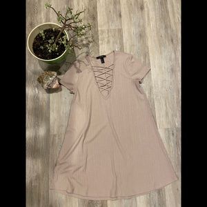 Short Lace Up Forever 21 Dress - Tan - Size S